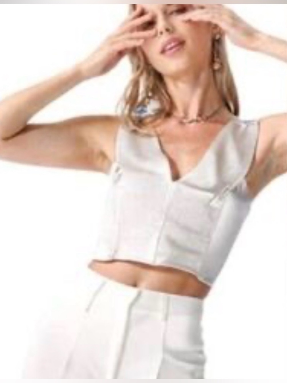 Bebe Plus White Structured Corset Crop Top size small